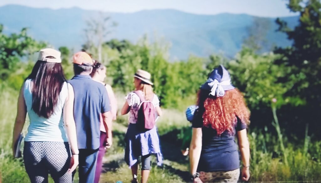 People walking in grass while in a private event by ArkNatura